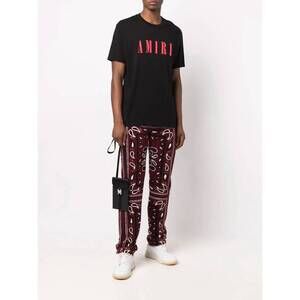 NEW AMIRI printed bandana fleece pants in red black